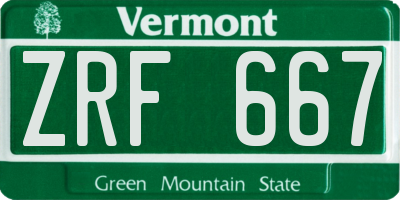 VT license plate ZRF667