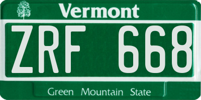 VT license plate ZRF668