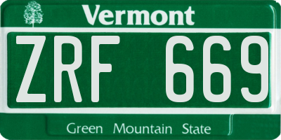 VT license plate ZRF669