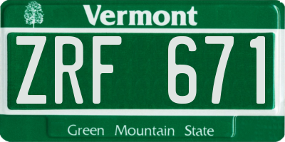 VT license plate ZRF671