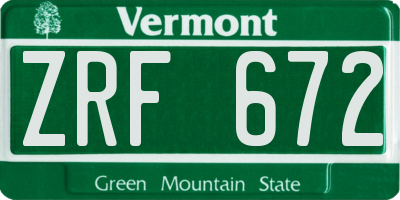 VT license plate ZRF672