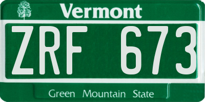 VT license plate ZRF673
