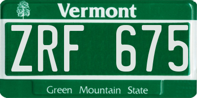 VT license plate ZRF675
