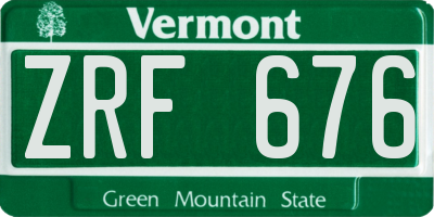 VT license plate ZRF676
