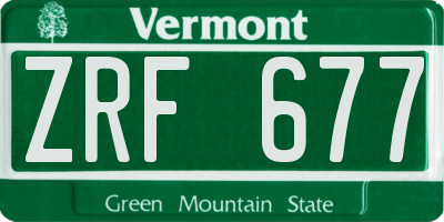 VT license plate ZRF677
