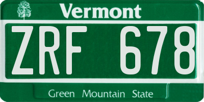 VT license plate ZRF678