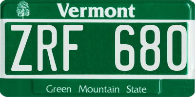 VT license plate ZRF680