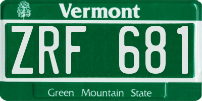 VT license plate ZRF681