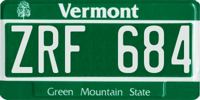 VT license plate ZRF684