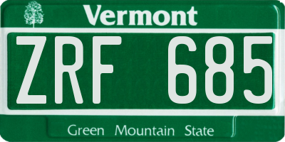 VT license plate ZRF685