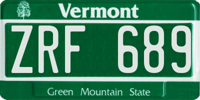 VT license plate ZRF689