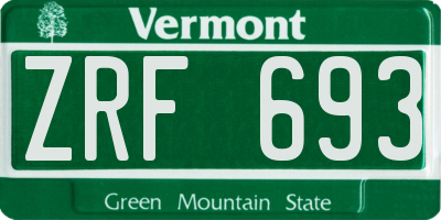 VT license plate ZRF693