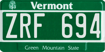 VT license plate ZRF694