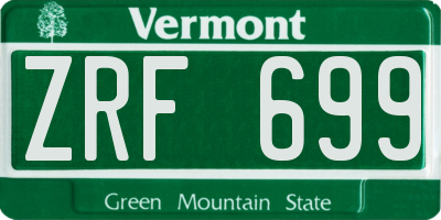 VT license plate ZRF699