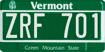 VT license plate ZRF701