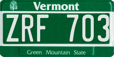VT license plate ZRF703