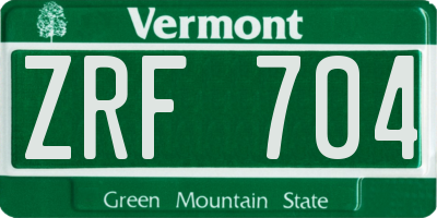 VT license plate ZRF704