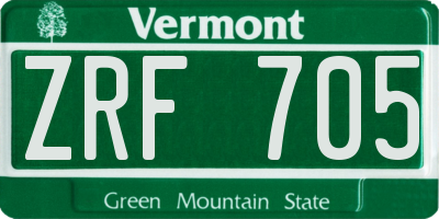 VT license plate ZRF705