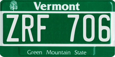 VT license plate ZRF706