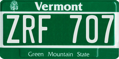 VT license plate ZRF707