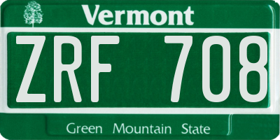 VT license plate ZRF708