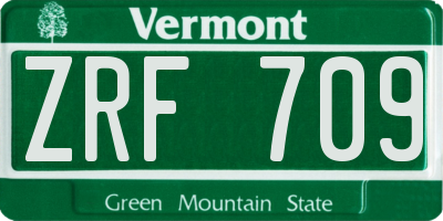 VT license plate ZRF709