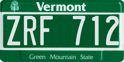 VT license plate ZRF712