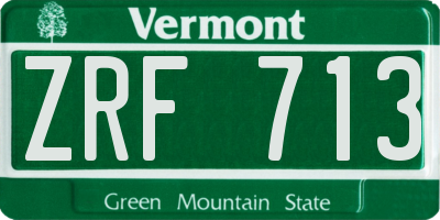 VT license plate ZRF713