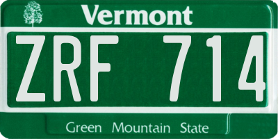 VT license plate ZRF714