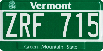 VT license plate ZRF715
