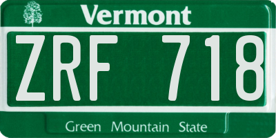 VT license plate ZRF718