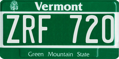 VT license plate ZRF720
