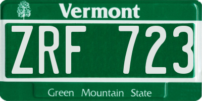 VT license plate ZRF723