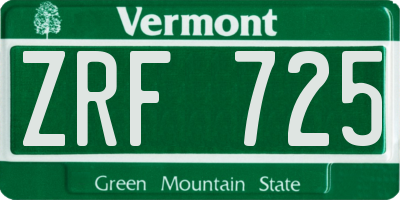 VT license plate ZRF725