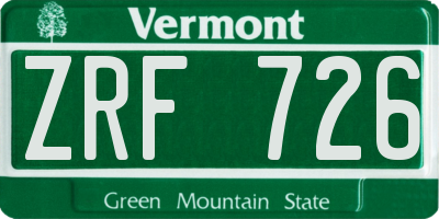 VT license plate ZRF726