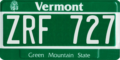 VT license plate ZRF727