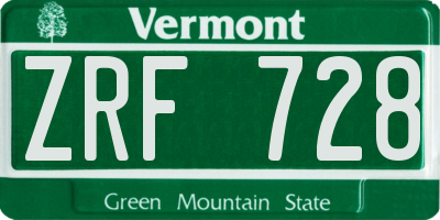 VT license plate ZRF728