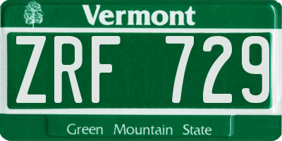 VT license plate ZRF729