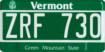 VT license plate ZRF730