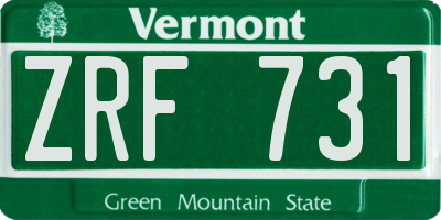 VT license plate ZRF731