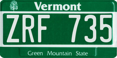 VT license plate ZRF735