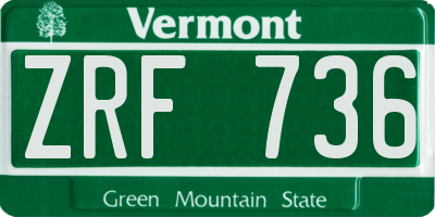 VT license plate ZRF736