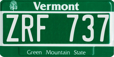 VT license plate ZRF737