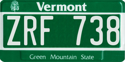 VT license plate ZRF738