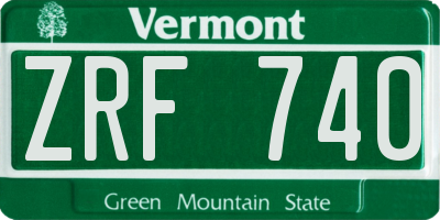 VT license plate ZRF740