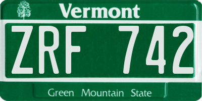 VT license plate ZRF742
