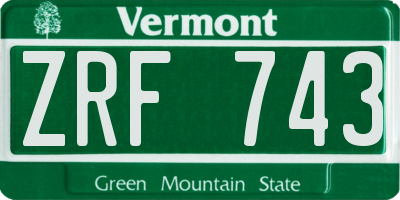 VT license plate ZRF743