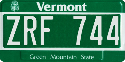 VT license plate ZRF744