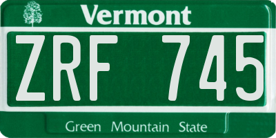 VT license plate ZRF745