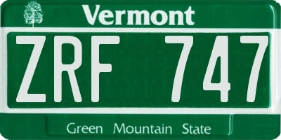 VT license plate ZRF747
